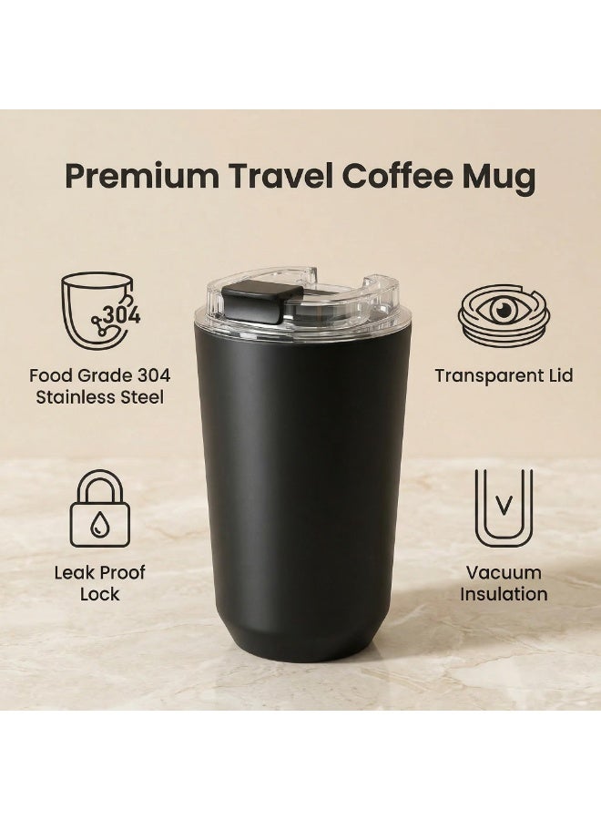 280ML Coffee Thermos，304 Stainless Steel Coffee Mug Insulated Tumbler, Leak Proof Travel Cup with Clear Lid & Wide Mouth, Easy Clean Double Wall Thermal Mug,Travel Portable Car Drinking Cup - Image 3
