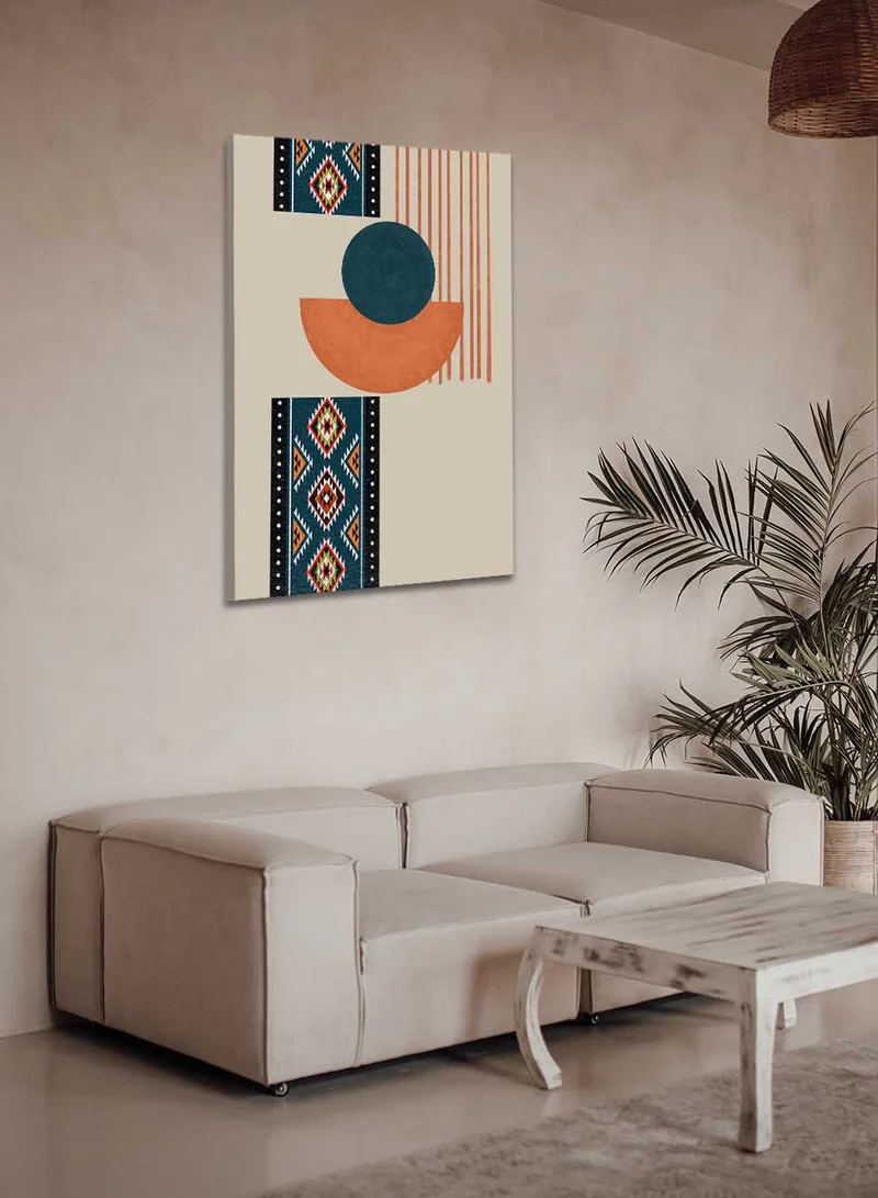 LOWHA Canvas Wall Art Stretched Over Wooden Frame with Saudi Inspired Pattern