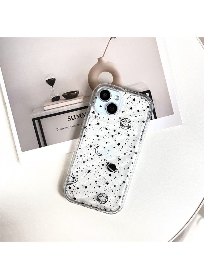 NIBEMINENT Black Universe Stars Protective TPU Case Cover For iPhone 14 Plus Clear - Image 1