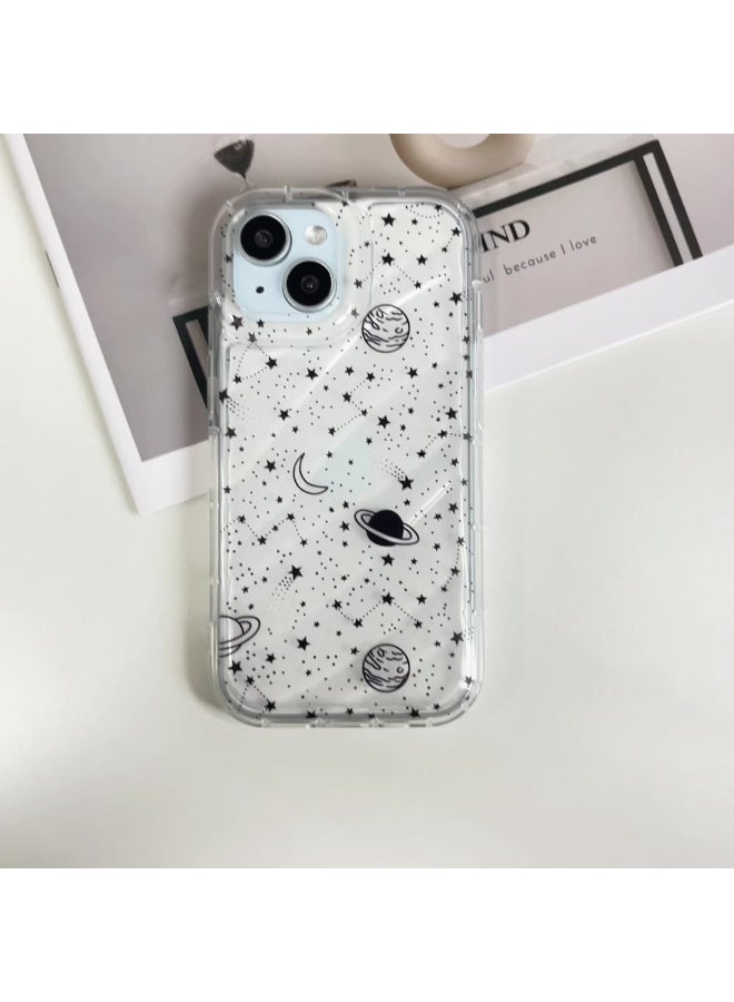 NIBEMINENT Black Universe Stars Protective TPU Case Cover For iPhone 14 Plus Clear - Image 2