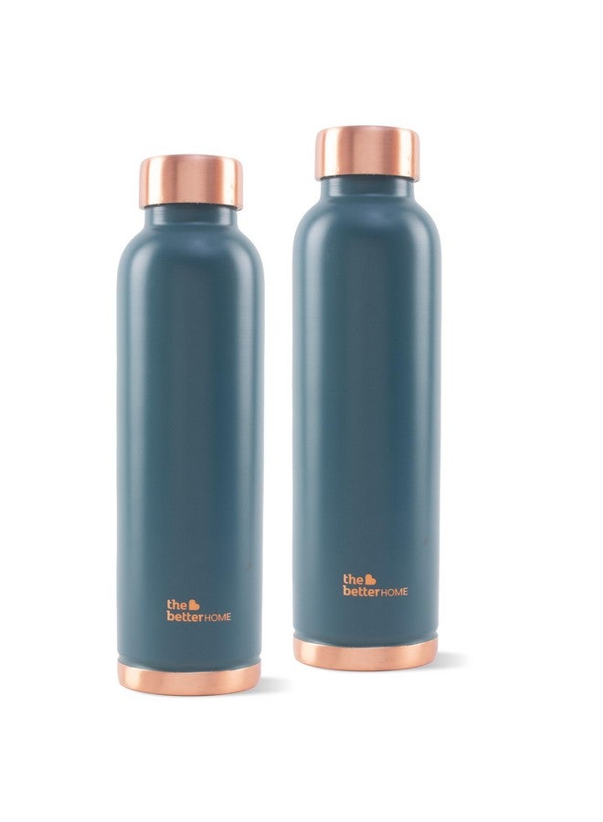 The Better Home Copper Water Bottle 1 Litre Water Bottle For Office | Water Bottle For Kids | 100% Pure Copper Insulation Wide Mouth With Ergonomic Design | Water Bottle For Home Teal Pack of 2 - Image 1