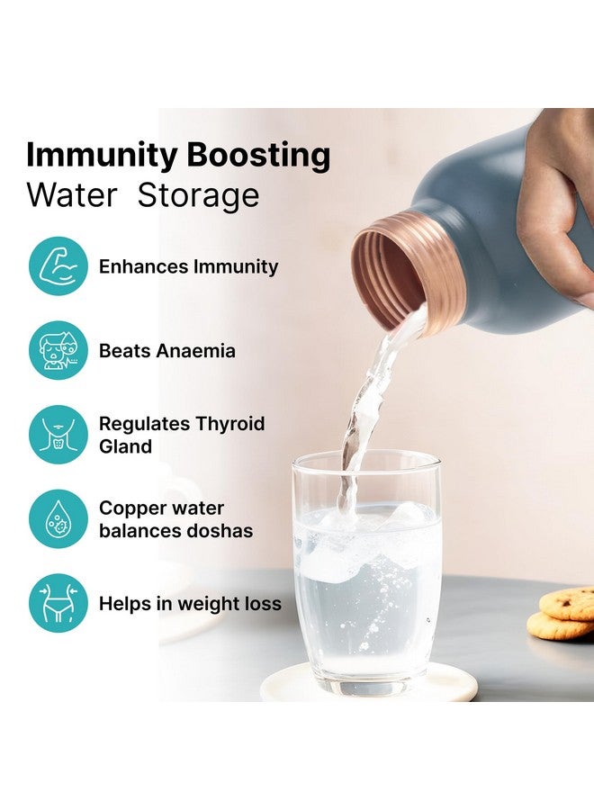 The Better Home Copper Water Bottle 1 Litre Water Bottle For Office | Water Bottle For Kids | 100% Pure Copper Insulation Wide Mouth With Ergonomic Design | Water Bottle For Home Teal Pack of 2 - Image 2