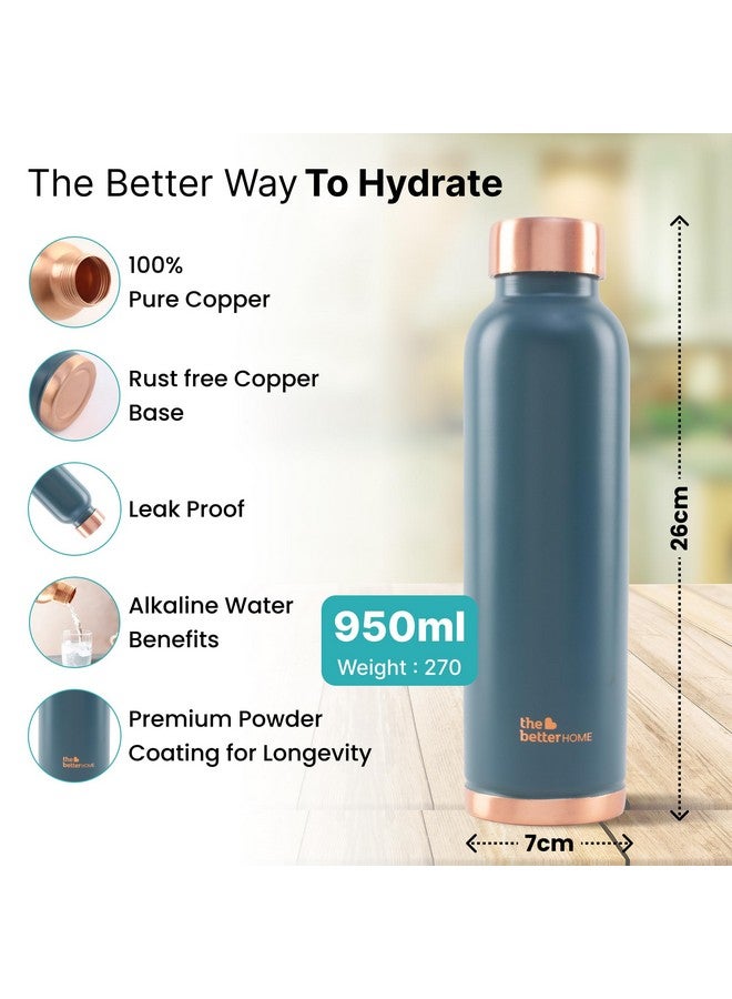 The Better Home Copper Water Bottle 1 Litre Water Bottle For Office | Water Bottle For Kids | 100% Pure Copper Insulation Wide Mouth With Ergonomic Design | Water Bottle For Home Teal Pack of 2 - Image 3