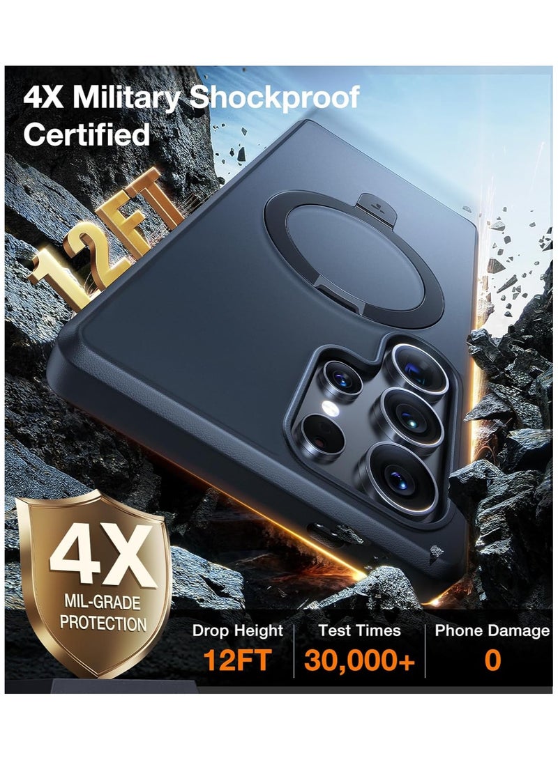 Magnetic Stand for Samsung Galaxy S25 Ultra Case, [Fit for Magsafe] [Mil Grade Drop Tested] Ring Shockproof Translucent Slim Protective Phone Case for Samsung S25 Ultra Case Ostand, Black Black - Image 4