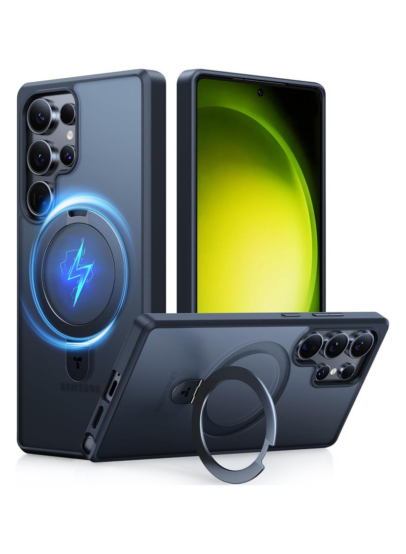 Magnetic Stand for Samsung Galaxy S25 Ultra Case, [Fit for Magsafe] [Mil Grade Drop Tested] Ring Shockproof Translucent Slim Protective Phone Case for Samsung S25 Ultra Case Ostand, Black Black - Image 1