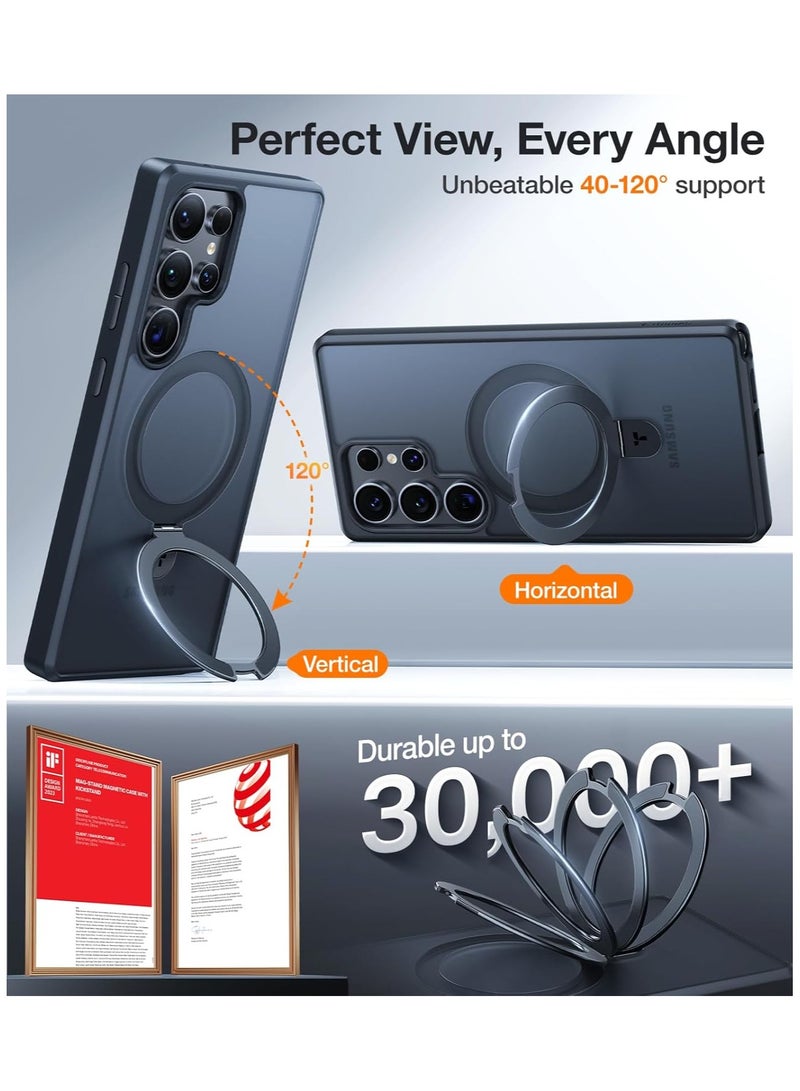 Magnetic Stand for Samsung Galaxy S25 Ultra Case, [Fit for Magsafe] [Mil Grade Drop Tested] Ring Shockproof Translucent Slim Protective Phone Case for Samsung S25 Ultra Case Ostand, Black Black - Image 5