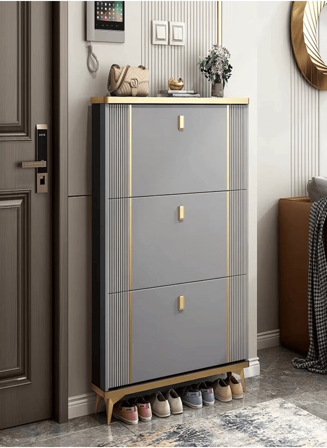 ZEESQUARE - Shoe Rack Cabinet with Flexible Shelving Flip Drawers Multiple Storage Large Capacity Ideal for Entryways Hallways Office and Living Areas - Image 1