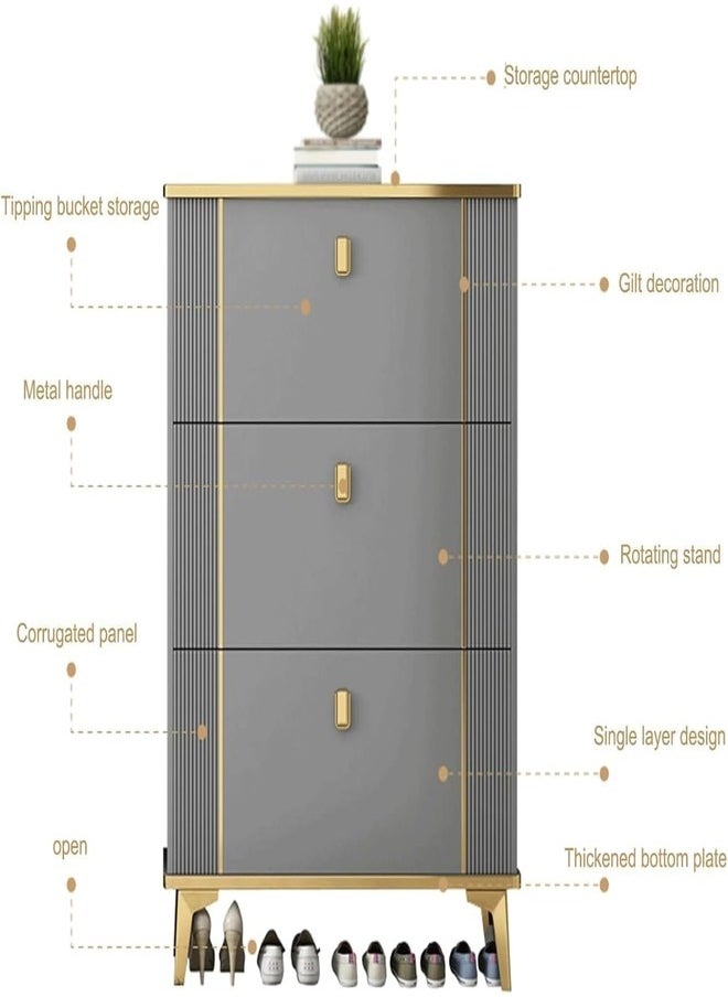 ZEESQUARE - Shoe Rack Cabinet with Flexible Shelving Flip Drawers Multiple Storage Large Capacity Ideal for Entryways Hallways Office and Living Areas - Image 1
