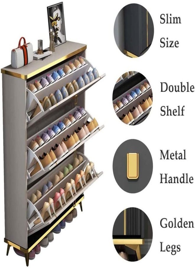 ZEESQUARE - Shoe Rack Cabinet with Flexible Shelving Flip Drawers Multiple Storage Large Capacity Ideal for Entryways Hallways Office and Living Areas - Image 1