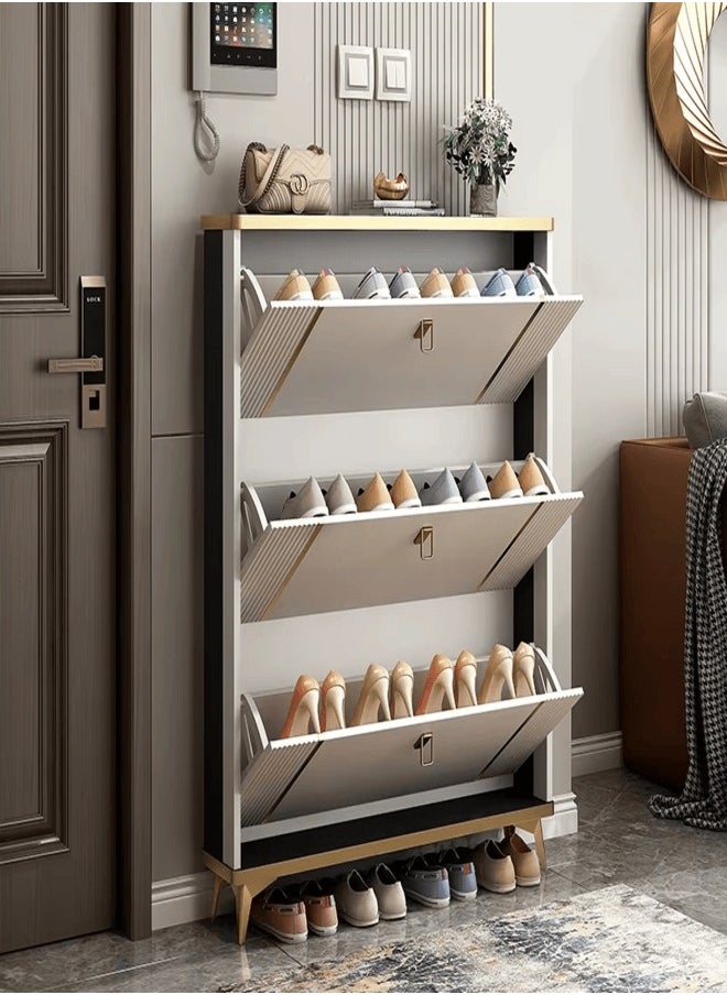 ZEESQUARE - Shoe Rack Cabinet with Flexible Shelving Flip Drawers Multiple Storage Large Capacity Ideal for Entryways Hallways Office and Living Areas - Image 1