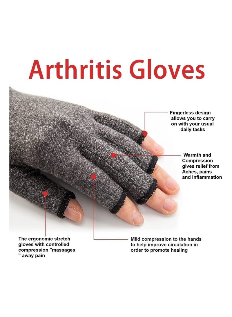 1 Pair Rheumatoid Arthritis Gloves Fingerless Compression Gloves for Pain Relief - Image 2