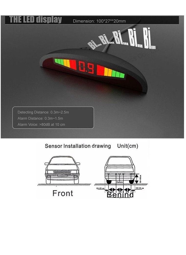 Generic - Car LED Parking Sensor Monitor With 4 Sensors - Image 1