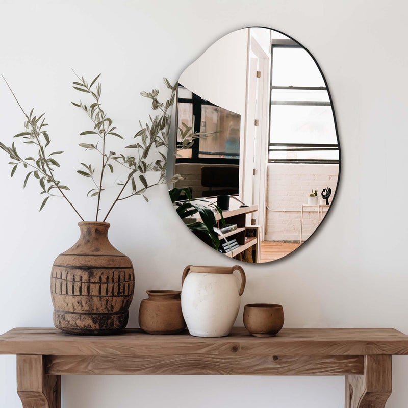 Delma Irregular Wall Mirror, 24"x18" Compact Asymmetrical Cloud Shape, Frameless Decorative Mirror for Bathroom, Bedroom & Hallway, Modern Boho Wall-Mounted - Image 1