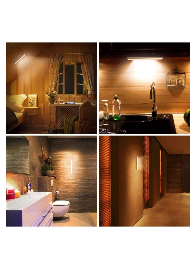 AMINAC - Motion Sensor Light Bar Night Light for Room, Stick-on Anywhere Wireless Battery Operated 10 LEDs Closet Lights Wardrobe Lighting LED Light(Warm White, 3 Pack) - Image 1