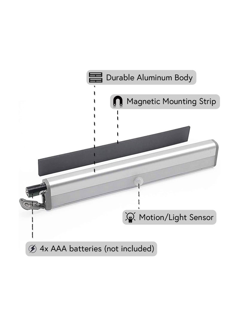 AMINAC - Motion Sensor Light Bar Night Light for Room, Stick-on Anywhere Wireless Battery Operated 10 LEDs Closet Lights Wardrobe Lighting LED Light(Warm White, 3 Pack) - Image 1