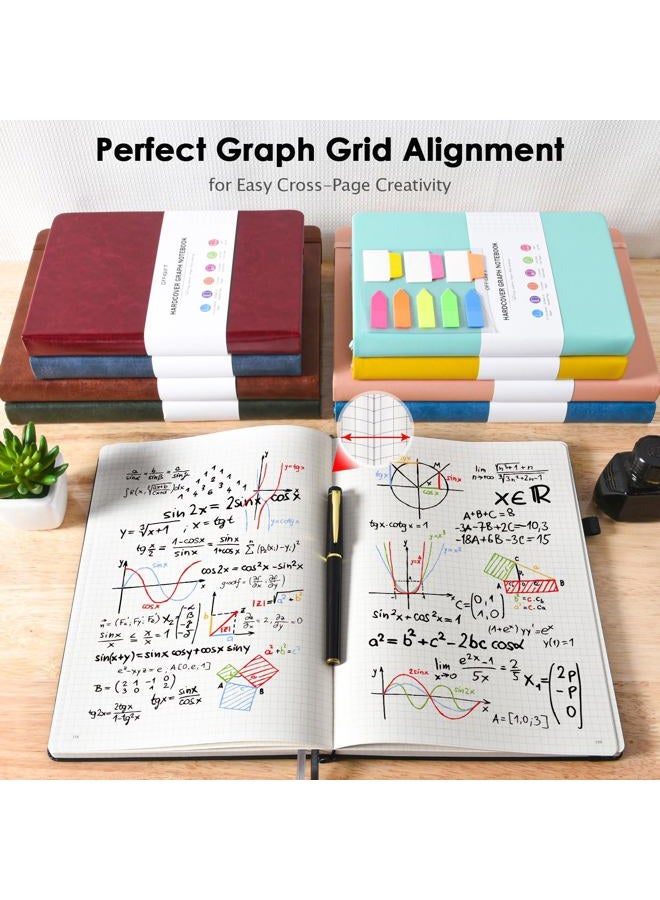 OFFIGIFT Graph Paper Notebook, 312 Numbered Pages B5 Hardcover Leather Journal, 100gsm No Bleed Grid Paper Notebook with Index Pages, Grid Notebook for Graphing Notes Math, 7.6'' X 10'', Grey Blue - Image 5