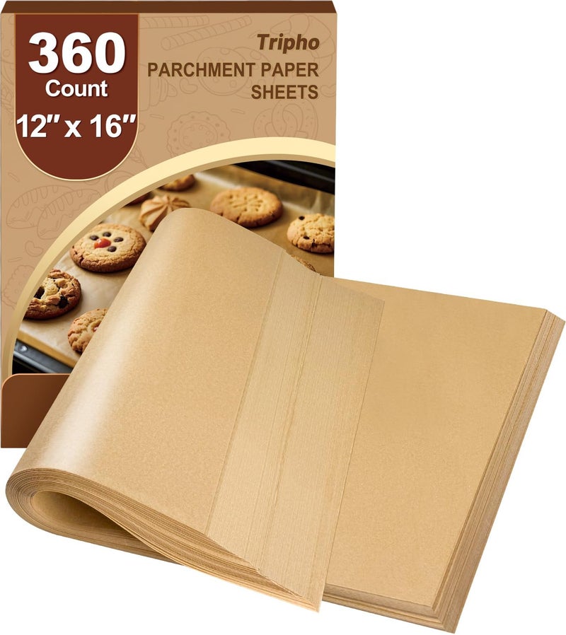 360 Count 12x 16 Heavy Duty Parchment Paper Sheets for Baking NoStick  NoLeak Unbleached Baking Paper Precut Half Parchment Paper Sheets for Oven Air Fryer Microwave