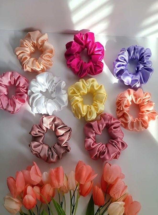 Glenoxzone Silk Satin Scrunchies for Girls & Women | Pack of 6 Plain Soft Hair Bands | Gentle Elastic Rubber Bands for Daily Use | Smooth & Stylish Hair Accessories Headbands - Image 1