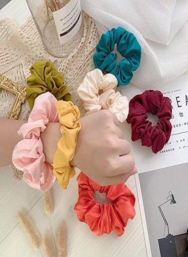 Glenoxzone Silk Satin Scrunchies for Girls & Women | Pack of 6 Plain Soft Hair Bands | Gentle Elastic Rubber Bands for Daily Use | Smooth & Stylish Hair Accessories Headbands - Image 5