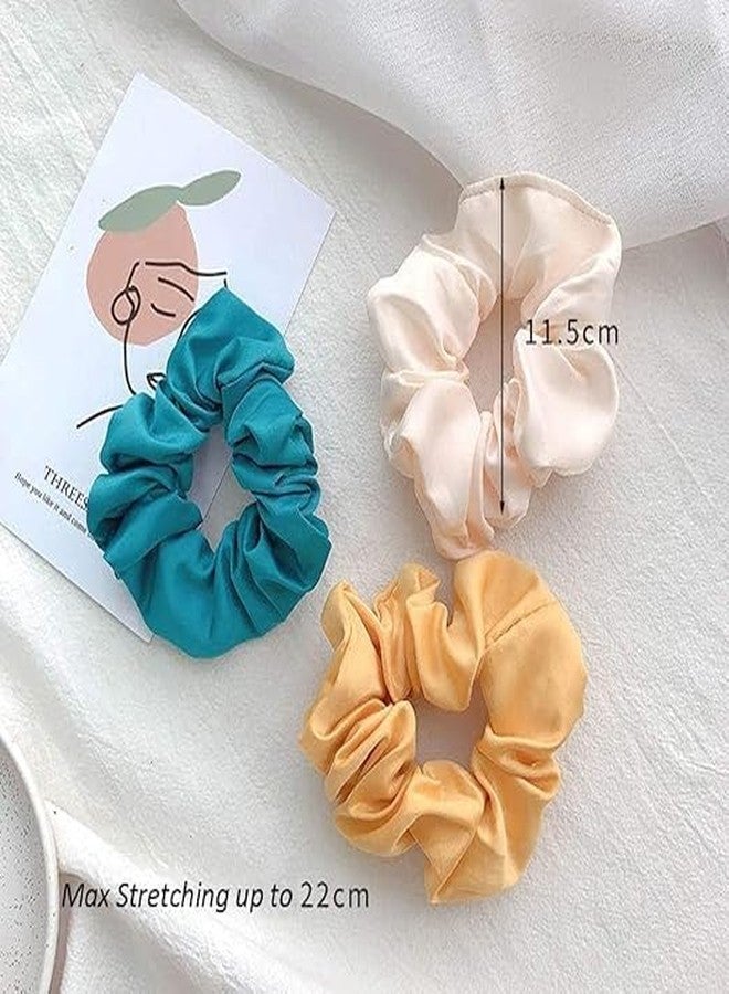 Glenoxzone Silk Satin Scrunchies for Girls & Women | Pack of 6 Plain Soft Hair Bands | Gentle Elastic Rubber Bands for Daily Use | Smooth & Stylish Hair Accessories Headbands - Image 3