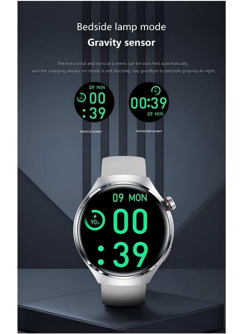 PRO - smart watchGT4 PRO with Bluetooth calling function (answer/make calls), fitness tracking watch with sleep monitoring function, suitable for iPhone/Android, IP68 waterproof (ivory white) - Image 1