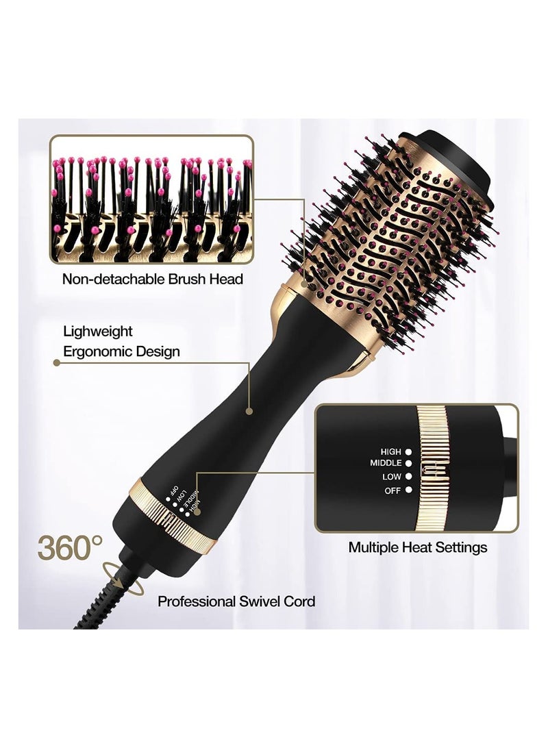 إستيل مشط هواء ساخن 3 في 1 قابل للتعديل، مجفف شعر احترافي رطب وجاف، أداة تصفيف شعر كهربائية مستقيمة ومجعد، فرشاة تنعيم باللون البني - Image 2