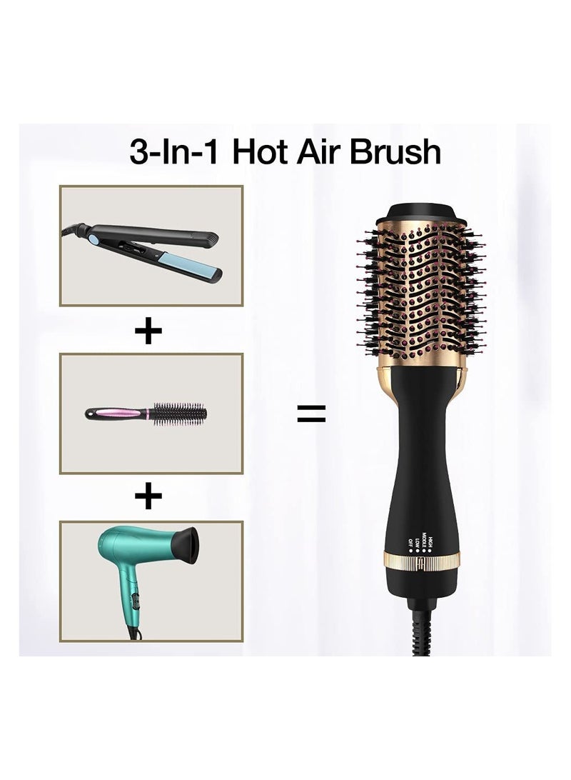 إستيل مشط هواء ساخن 3 في 1 قابل للتعديل، مجفف شعر احترافي رطب وجاف، أداة تصفيف شعر كهربائية مستقيمة ومجعد، فرشاة تنعيم باللون البني - Image 4