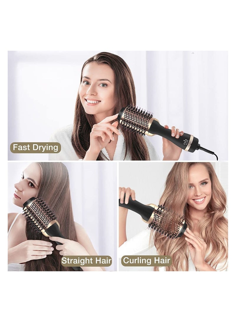 إستيل مشط هواء ساخن 3 في 1 قابل للتعديل، مجفف شعر احترافي رطب وجاف، أداة تصفيف شعر كهربائية مستقيمة ومجعد، فرشاة تنعيم باللون البني - Image 5