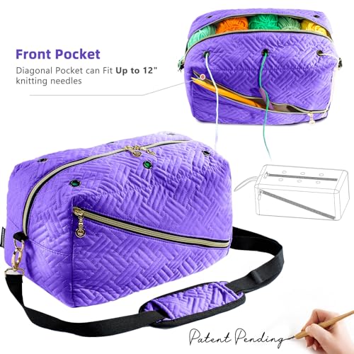 MYBAGZING Crochet Bag Organizer - Knitting Bag - Yarn Storage Organizer - Yarn Bag for Crocheting - Yarn Holder for Crochet Accessories, Crocheting & Knitting Gifts - Image 3