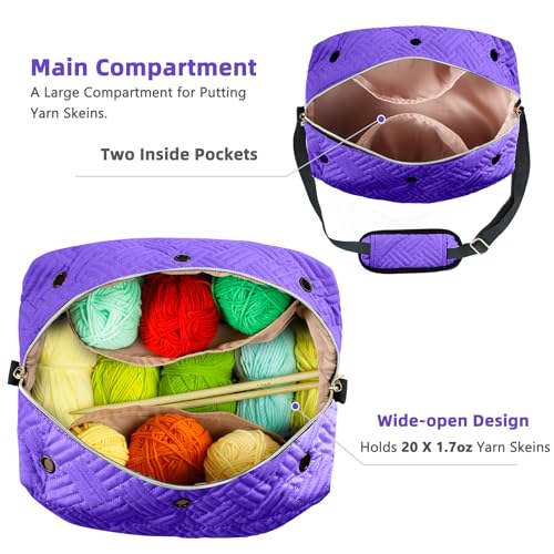 MYBAGZING Crochet Bag Organizer - Knitting Bag - Yarn Storage Organizer - Yarn Bag for Crocheting - Yarn Holder for Crochet Accessories, Crocheting & Knitting Gifts - Image 2
