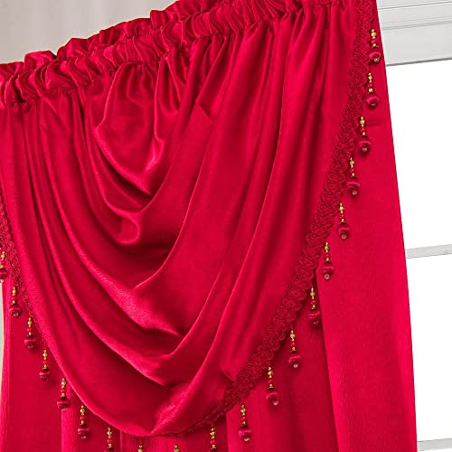 GLORY RUGS Window Panel with Attached Valance Curtain Bedroom Living Room Dining 42"X84" Red - Image 3