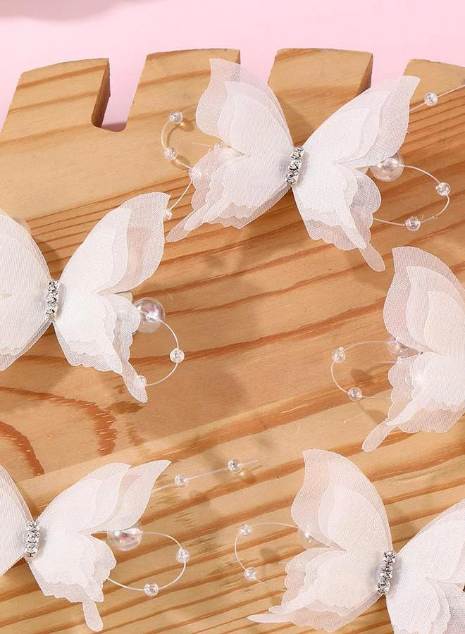 تايك تو Pack of 5 - Girls White Butterfly Hair Accessories