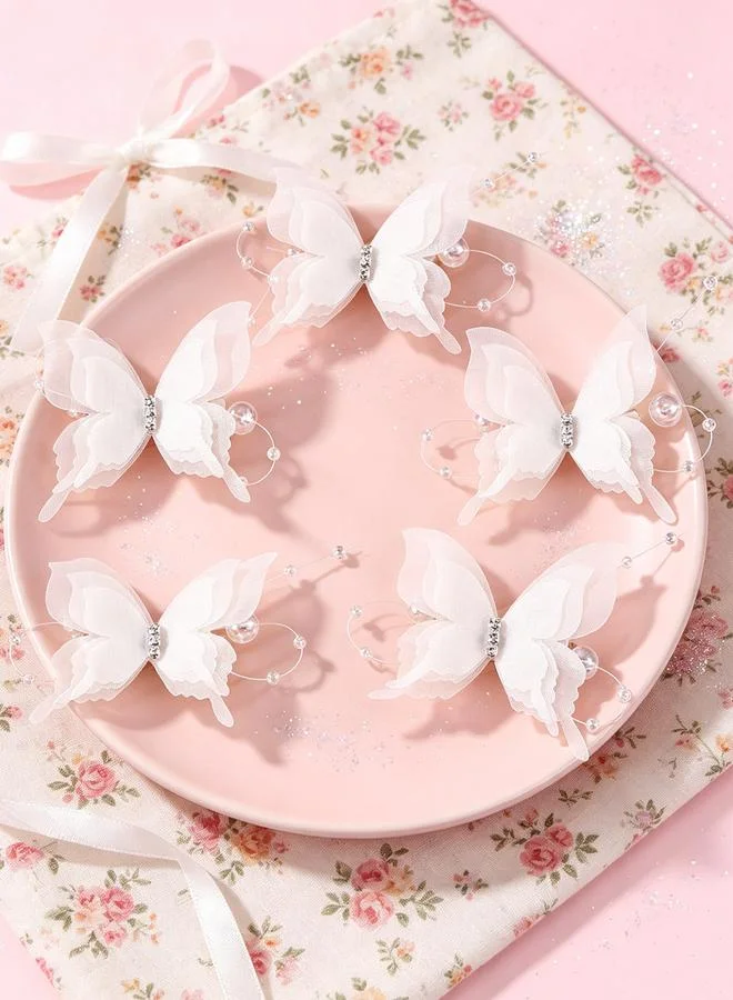 Take Two  Pack of 5 - Girls White Butterfly Hair Accessories for Women | Best Price UAE