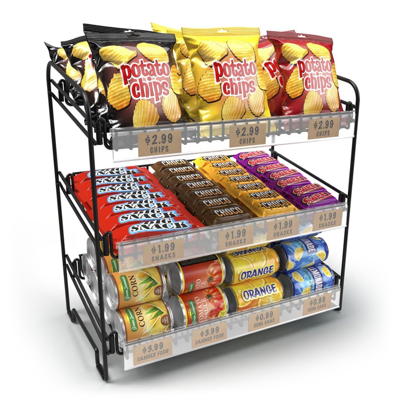 DS THE DISPLAY STORE Black 3 Tier Candy Display Rack â€“ Chip Display for Snack Vendors, Food Trucks, Concession Stands & Retail Storefronts - Image 3