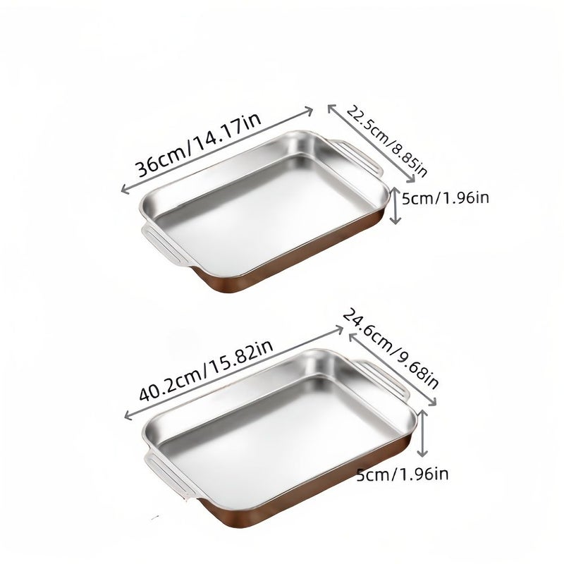 3 Pcs 40.2cm Stainless Steel Baking Pan With Handle Two Sizes Non Stick Cookie Cake Fish Grill Plate Oven Accessories Kitchen Gadgets - Image 3