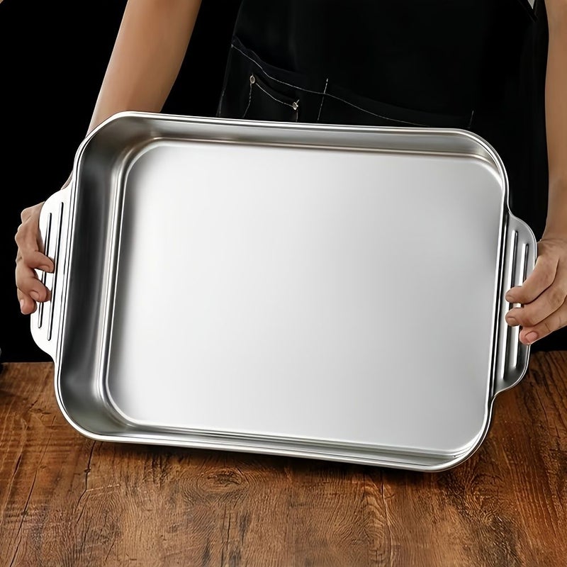 3 Pcs 40.2cm Stainless Steel Baking Pan With Handle Two Sizes Non Stick Cookie Cake Fish Grill Plate Oven Accessories Kitchen Gadgets - Image 1