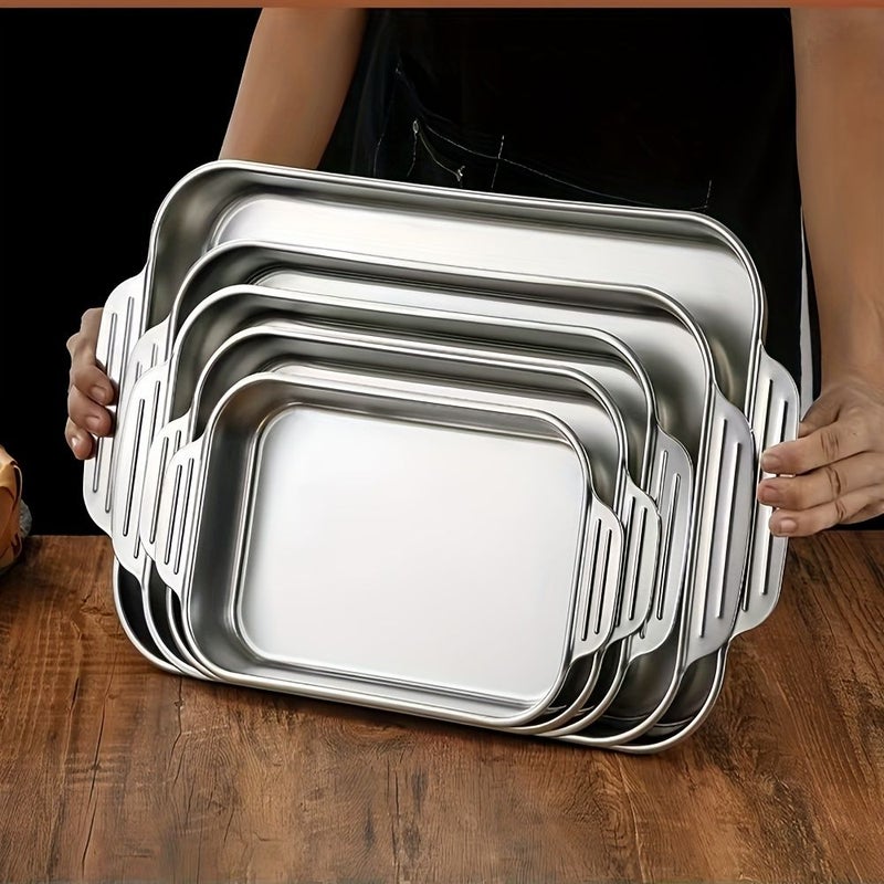 3 Pcs 40.2cm Stainless Steel Baking Pan With Handle Two Sizes Non Stick Cookie Cake Fish Grill Plate Oven Accessories Kitchen Gadgets - Image 4