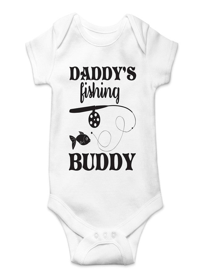 Funnwear Daddy's Fishing Buddy - Funny Baby Essentials Bodysuit - Newborn Boy Clothes Baby Girl Outfit (12 Months, White) - Image 1