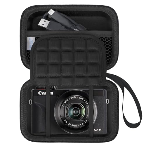 Lacdo Camera Case for Canon PowerShot G7 X Mark IIIPowerShot G7 X Mark II 4K Vlogging Camera Point and Shoot Vlogging Camera Bag Carrying Case Mesh Pocket fits USB Cable Batteries BlackBlack - Image 1