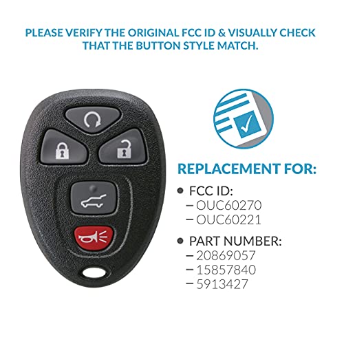 Keyless2Go Replacement for Keyless Entry Car Key Vehicles That Use 5 Button 15913415 OUC60270 OUC60221, Self-Programming - 2 Pack - Image 4