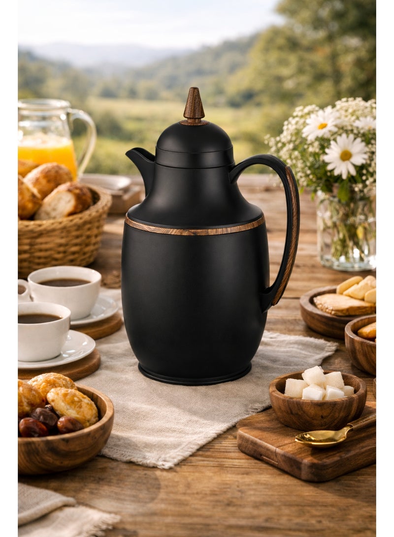 Host ☕ HOST Thermal Hospitality Thermos – Luxurious black design with wood accents | 1 liter capacity | Ideal for Arabic coffee and tea - Image 1