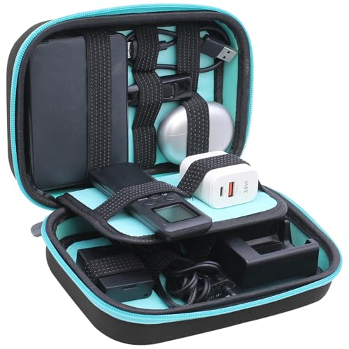 AirCase Electronics Organizer Bag with Shockproof EVA Hardshell & Soft Lining, 2 Mesh Pockets, 11 Elastic Loops | Gadget Organizer for HDD/SSD, Power Bank, Cables, Adapters, Chargers, Gadgets (Black) - Image 1
