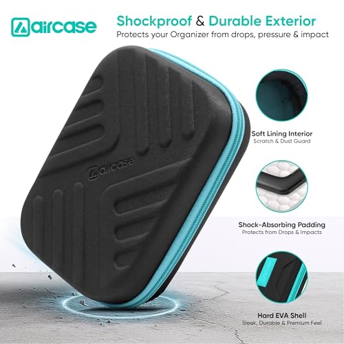 AirCase Electronics Organizer Bag with Shockproof EVA Hardshell & Soft Lining, 2 Mesh Pockets, 11 Elastic Loops | Gadget Organizer for HDD/SSD, Power Bank, Cables, Adapters, Chargers, Gadgets (Black) - Image 2