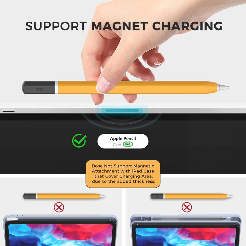 TRONWIN Apple Pencil Pro case,Classic Pencil Design Apple Pencil 2 /Pro Cover,Silicone Apple Pencil 2nd Generation case,Perfect Grip Apple Pencil Pro Sleeve (Yellow) - Image 4