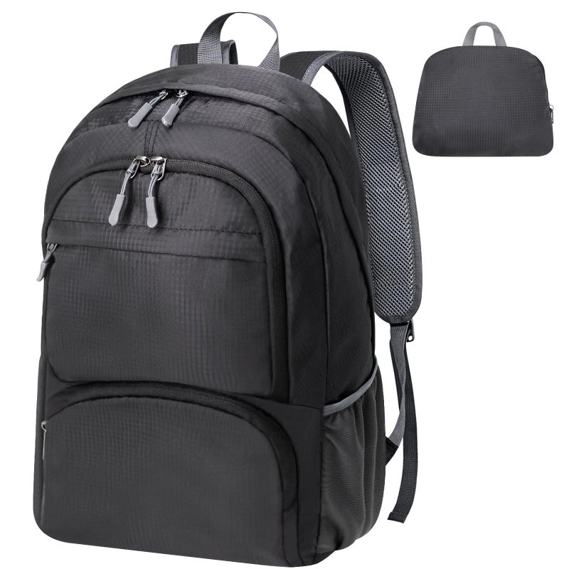 HOLYLUCK 20L lightweight packable Hiking Daypack Foldable Backpack for Men Women Small Travel Outdoor Foldable Shoulder Bag-black - Image 1