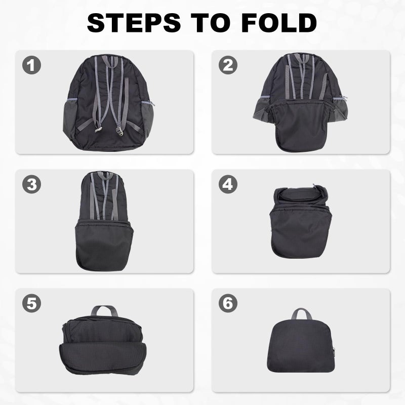 HOLYLUCK 20L lightweight packable Hiking Daypack Foldable Backpack for Men Women Small Travel Outdoor Foldable Shoulder Bag-black - Image 5