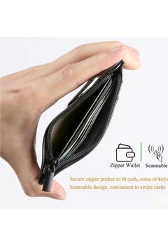 Excefore Badge Holder with Zipper PU Leather ID Card Wallet 1 Clear Window and 3 Slots Secure Cover Nylon Lanyard for Office School  - Image 5