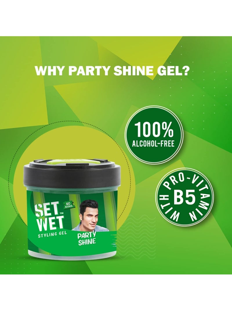 SET WET Styling Hair Gel for Men Party Shine 250gm Strong Hold High Shine For Short to Medium Hair No Sulphate - Image 5