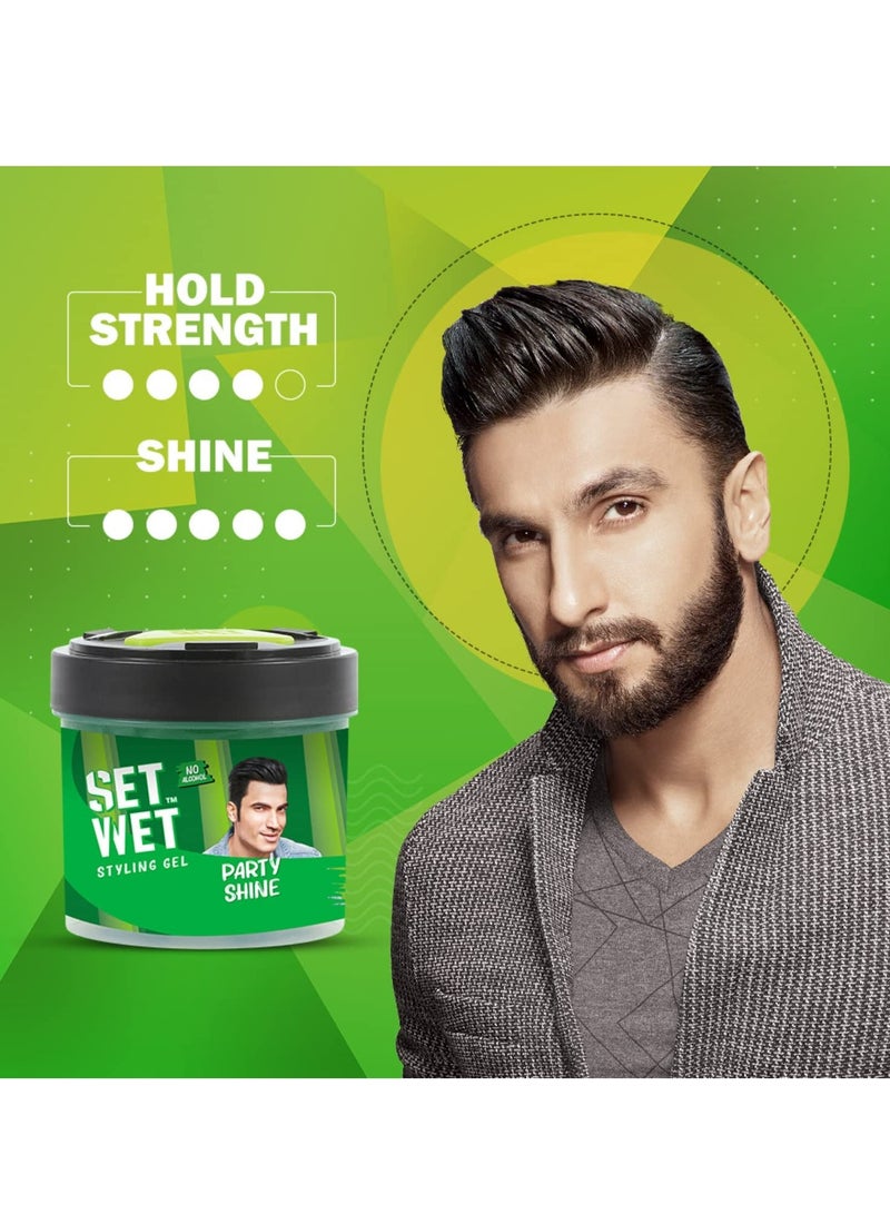 SET WET Styling Hair Gel for Men Party Shine 250gm Strong Hold High Shine For Short to Medium Hair No Sulphate - Image 2