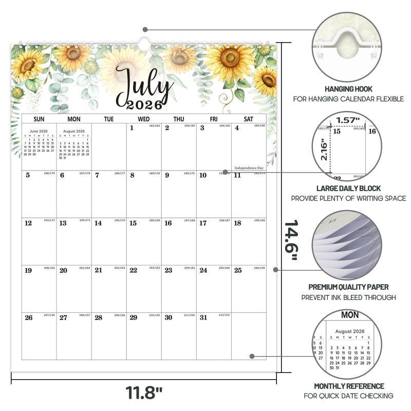 minstely 2026 Wall Calendar, 18 Months Calendar, Jan. 2026 - June 2027, 11.8' x 14.6'', Desk Calendar 2026 with Large Blocks, Twin-Wire Binding, Ideal 2026 Calendar for Home, Office, Classroom, or Business Planning - Image 4